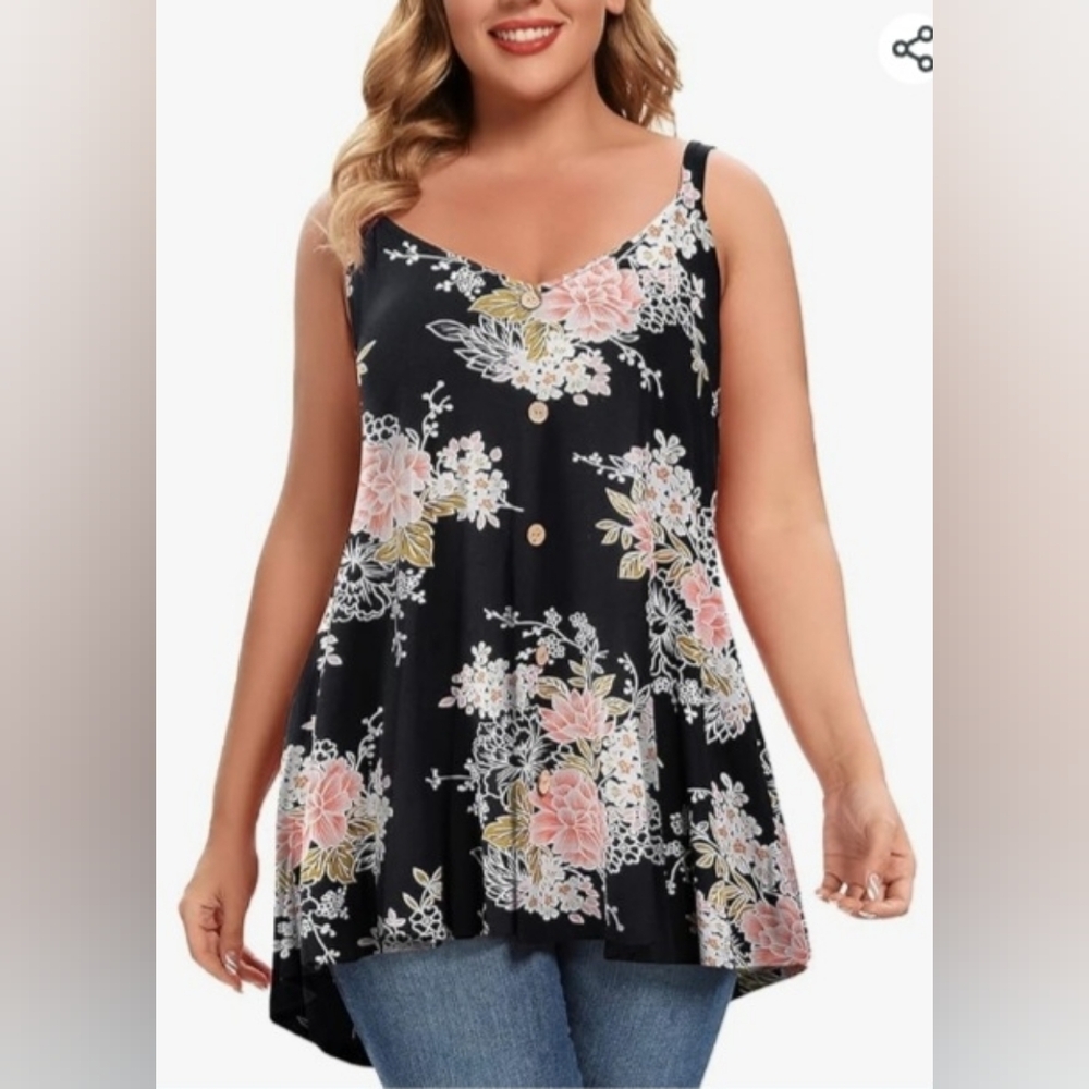 Monnuro Floral Sleeveless Tunic Top Size 4X